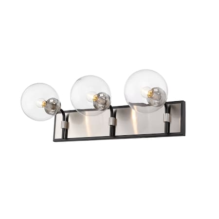 Z-Lite Parsons 3 Light Vanity, Matte Black & Clear 477-3V-MB-BN